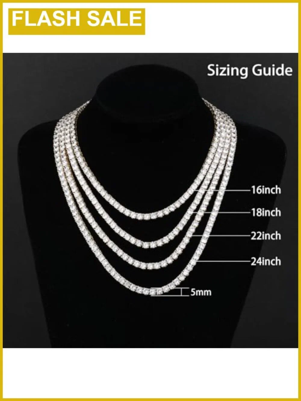 Tennis Necklace 5mm Cubic Zirconia Chain 20